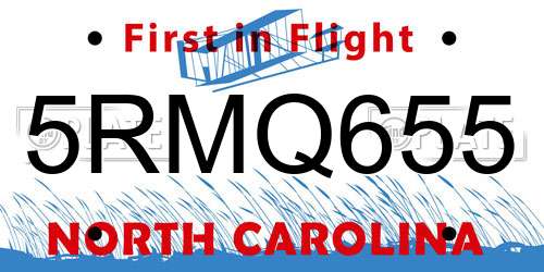 5RMQ655 North Carolina License Plate