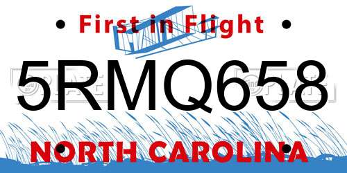 5RMQ658 North Carolina License Plate