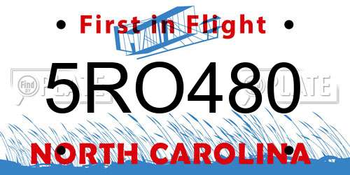 5RO480 North Carolina License Plate