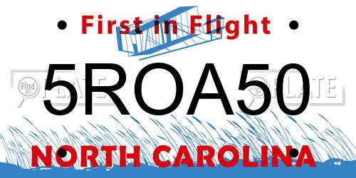 5ROA50 North Carolina License Plate