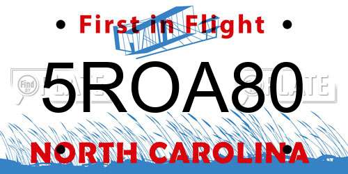5ROA80 North Carolina License Plate