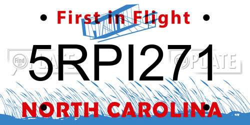 5RPI271 North Carolina License Plate