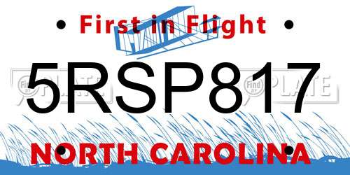 5RSP817 North Carolina License Plate