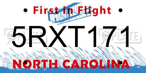 5RXT171 North Carolina License Plate
