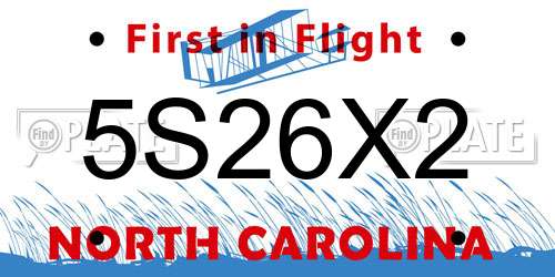 5S26X2 North Carolina License Plate