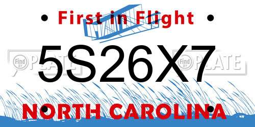 5S26X7 North Carolina License Plate