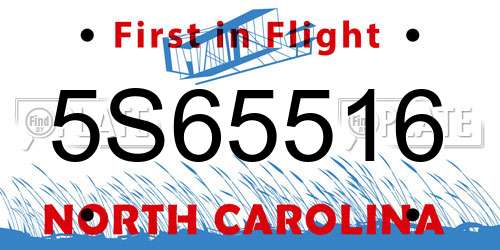 5S65516 North Carolina License Plate