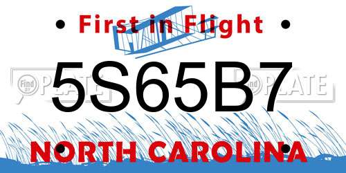 5S65B7 North Carolina License Plate