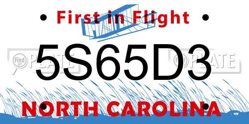 5S65D3 North Carolina License Plate