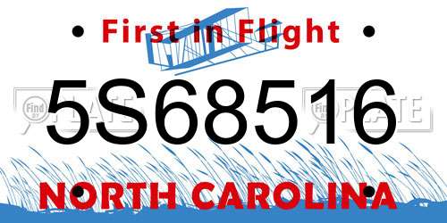 5S68516 North Carolina License Plate