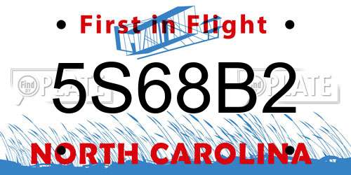 5S68B2 North Carolina License Plate