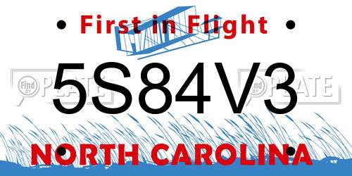 5S84V3 North Carolina License Plate