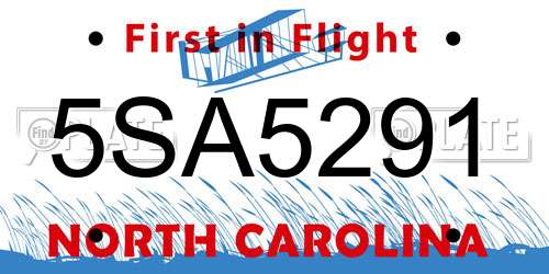 5SA5291 North Carolina License Plate