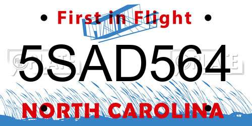 5SAD564 North Carolina License Plate