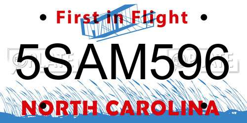 5SAM596 North Carolina License Plate