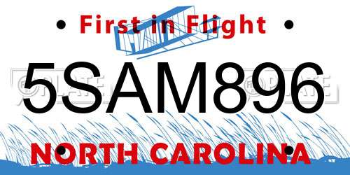 5SAM896 North Carolina License Plate