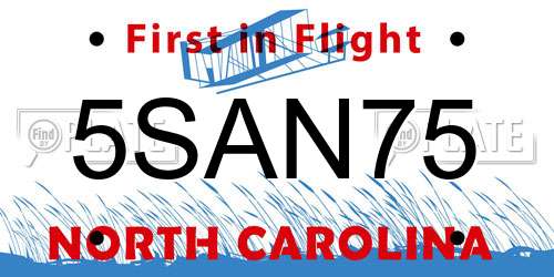 5SAN75 North Carolina License Plate