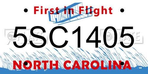 5SC1405 North Carolina License Plate