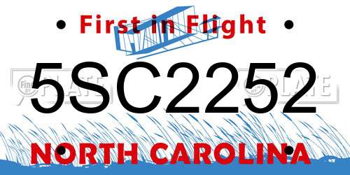5SC2252 North Carolina License Plate