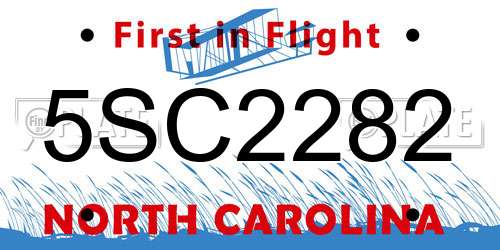 5SC2282 North Carolina License Plate