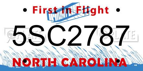 5SC2787 North Carolina License Plate