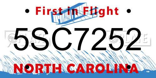 5SC7252 North Carolina License Plate
