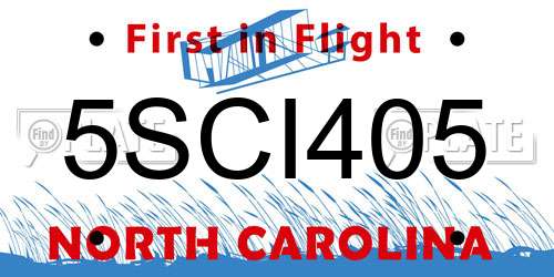 5SCI405 North Carolina License Plate
