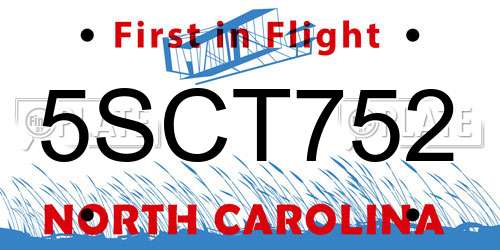 5SCT752 North Carolina License Plate