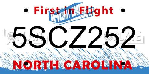 5SCZ252 North Carolina License Plate