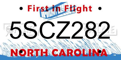 5SCZ282 North Carolina License Plate