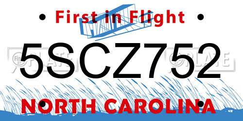 5SCZ752 North Carolina License Plate