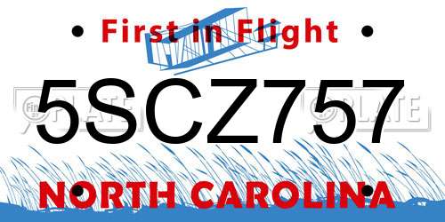 5SCZ757 North Carolina License Plate