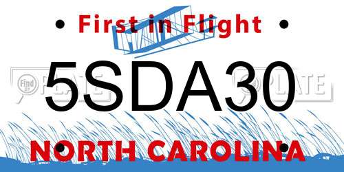 5SDA30 North Carolina License Plate