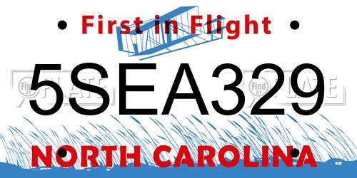 5SEA329 North Carolina License Plate