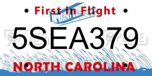 5SEA379 North Carolina License Plate