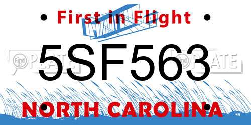 5SF563 North Carolina License Plate