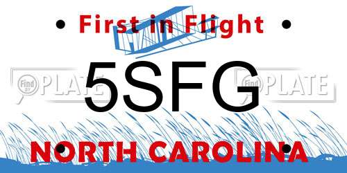 5SFG North Carolina License Plate