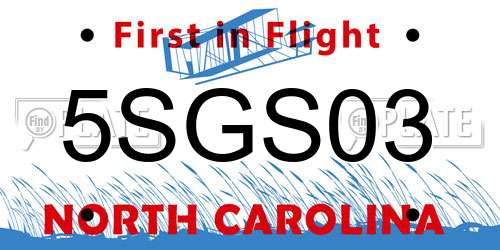5SGS03 North Carolina License Plate