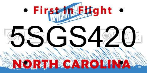 5SGS420 North Carolina License Plate