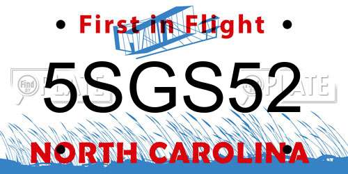 5SGS52 North Carolina License Plate
