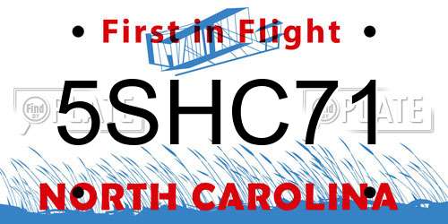 5SHC71 North Carolina License Plate