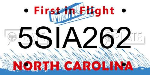 5SIA262 North Carolina License Plate
