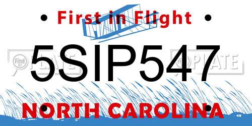 5SIP547 North Carolina License Plate