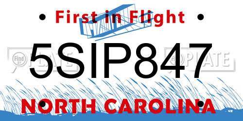 5SIP847 North Carolina License Plate