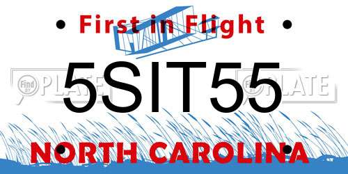 5SIT55 North Carolina License Plate