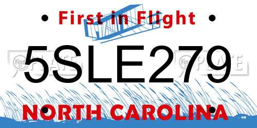 5SLE279 North Carolina License Plate