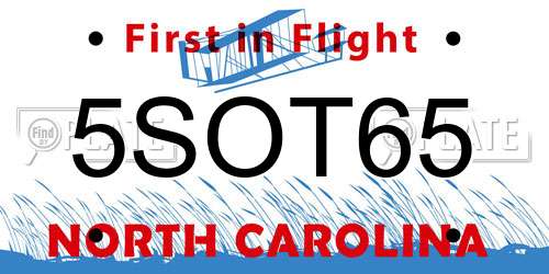 5SOT65 North Carolina License Plate