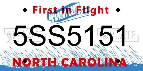 5SS5151 North Carolina License Plate
