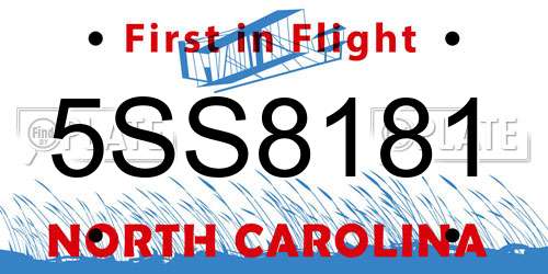 5SS8181 North Carolina License Plate