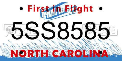 5SS8585 North Carolina License Plate